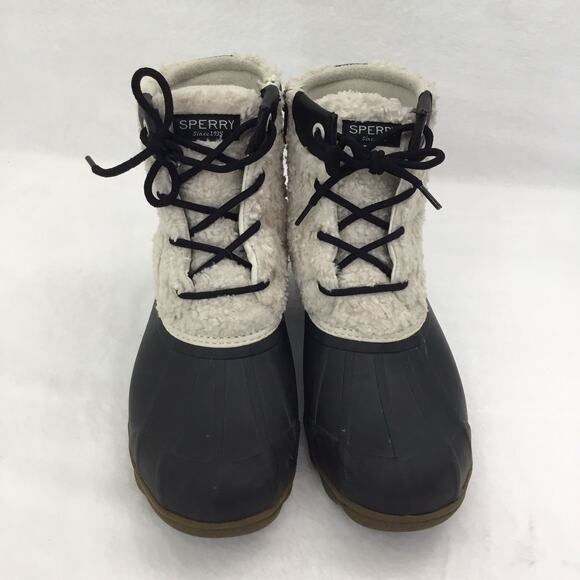SPERRY TOP SIDER Syren Gulf Sherpa Duck Boots Women's Size 8 Black & White Sz 7 - Picture 3 of 8